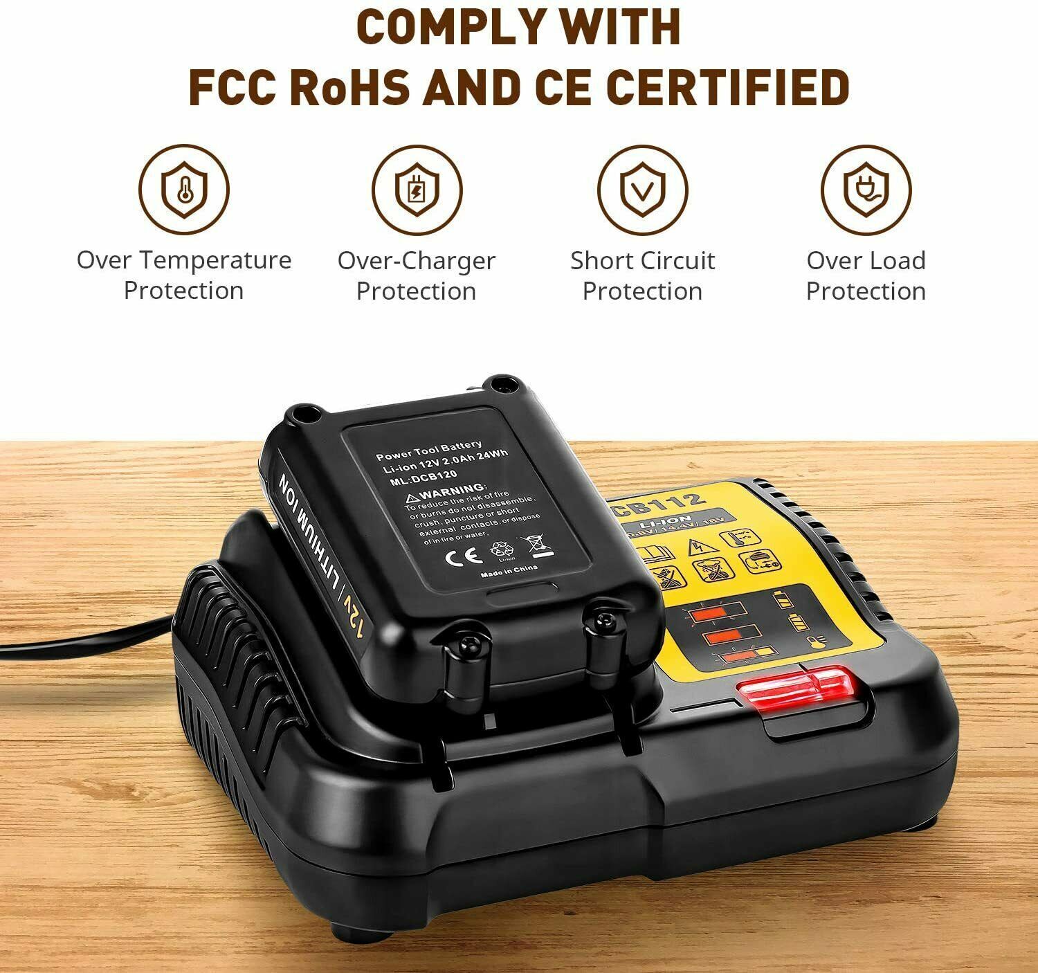 DCB112 DCB107 DCB105 Charger for Dewalt 20V 12V Li-ion Battery DCB112 DCB107 DCB105 Charger for Dewalt 20V 12V Li-ion Battery